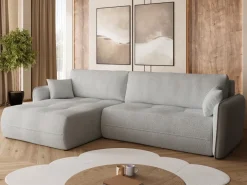 Meble Dla Dzieci|Meble Młodzieżowe>BROMARKT Szary narożnik z funkcją spania i pojemnikiem boucle CLAUDIO