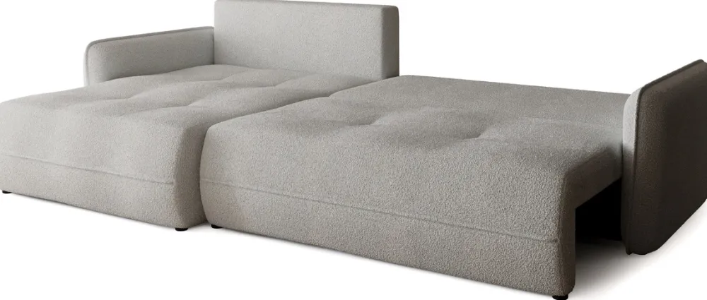 Meble Dla Dzieci|Meble Młodzieżowe>BROMARKT Szary narożnik z funkcją spania i pojemnikiem boucle CLAUDIO