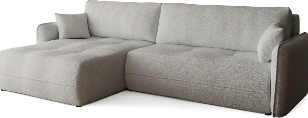 Meble Dla Dzieci|Meble Młodzieżowe>BROMARKT Szary narożnik z funkcją spania i pojemnikiem boucle CLAUDIO