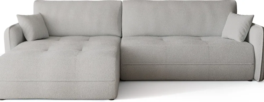 Meble Dla Dzieci|Meble Młodzieżowe>BROMARKT Szary narożnik z funkcją spania i pojemnikiem boucle CLAUDIO