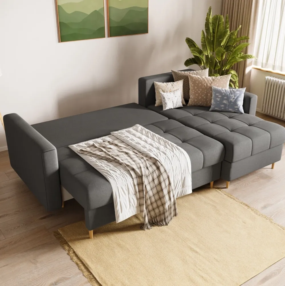 Meble Dla Dzieci|Meble Młodzieżowe>BROMARKT Szary narożnik z funkcją spania LIZBONA