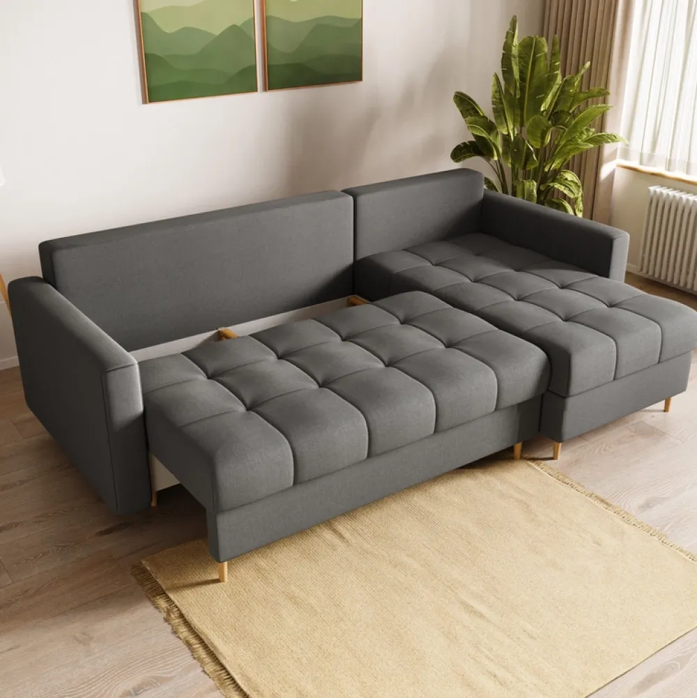 Meble Dla Dzieci|Meble Młodzieżowe>BROMARKT Szary narożnik z funkcją spania LIZBONA