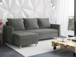 Narożniki>Rimal Szary narożnik z funkcją spania i pojemnikiem do salonu FOCUS
