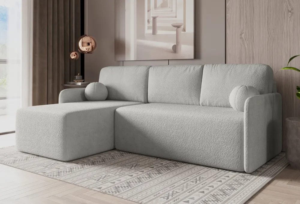 Meble Dla Dzieci|Narożniki>Meble Grand Szary narożnik z funkcją spania i pojemnikiem do salonu CLOUD