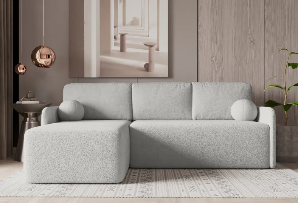 Meble Dla Dzieci|Narożniki>Meble Grand Szary narożnik z funkcją spania i pojemnikiem do salonu CLOUD