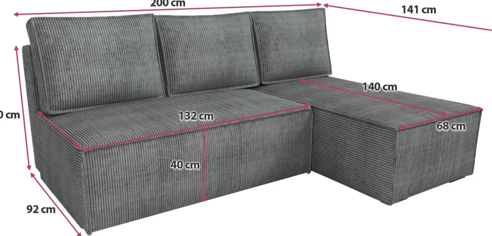 Meble Dla Dzieci|Narożniki>IZABELLA MEBLE Szary narożnik z funkcją spania i pojemnikiem na pościel HECTOR