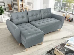 Narożniki></noscript>IZABELLA MEBLE Szary narożnik z funkcją spania i pojemnikiem do salonu HENRY