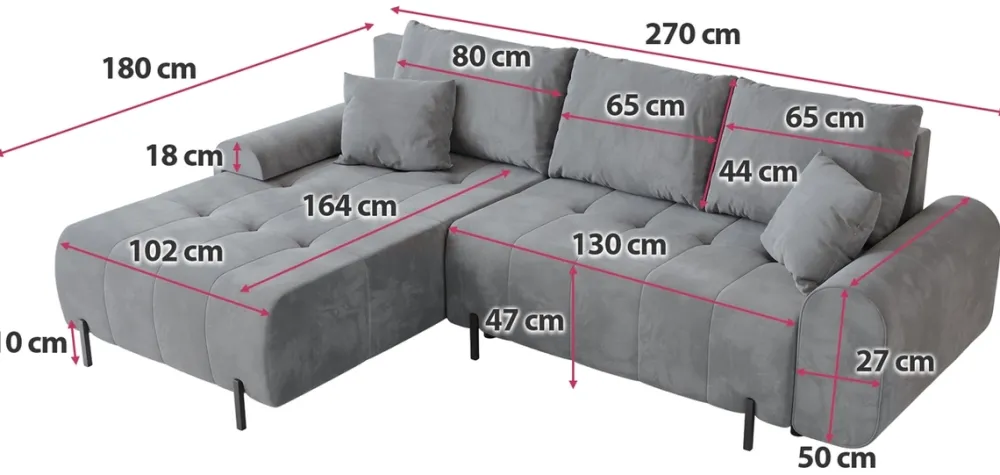 Meble Dla Dzieci|Meble Młodzieżowe>BROMARKT Szary narożnik z funkcją spania do salonu ARCO