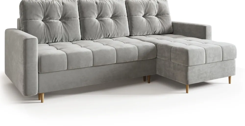 Meble Dla Dzieci|Meble Młodzieżowe>BROMARKT Szary narożnik z funkcją spania i pojemnikiem na pościel LIZBONA