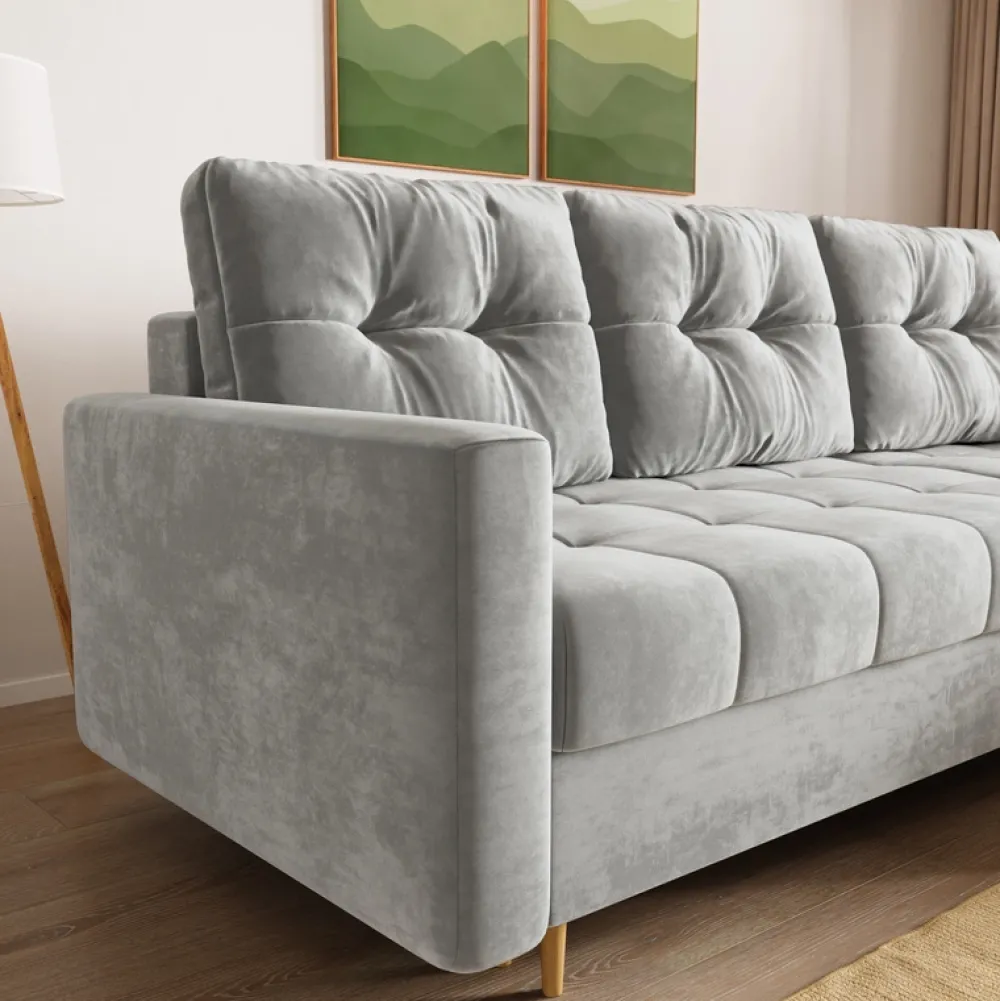 Meble Dla Dzieci|Meble Młodzieżowe>BROMARKT Szary narożnik z funkcją spania i pojemnikiem na pościel LIZBONA