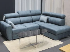 Narożniki></noscript>COMFORTEO Szary narożnik z funkcją spania i regulowanymi zagłówkami PATRIZIA