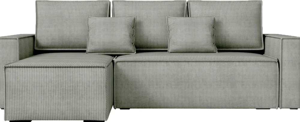 Narożniki>IZABELLA MEBLE Szary nowoczesny narożnik sztruksowy z funkcją spania DEXTER