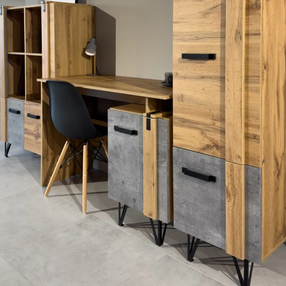 Regały Loftowe|Regały Na Książki>DOLMAR Szary regał na książki do salonu 35 cm LOSTI beton