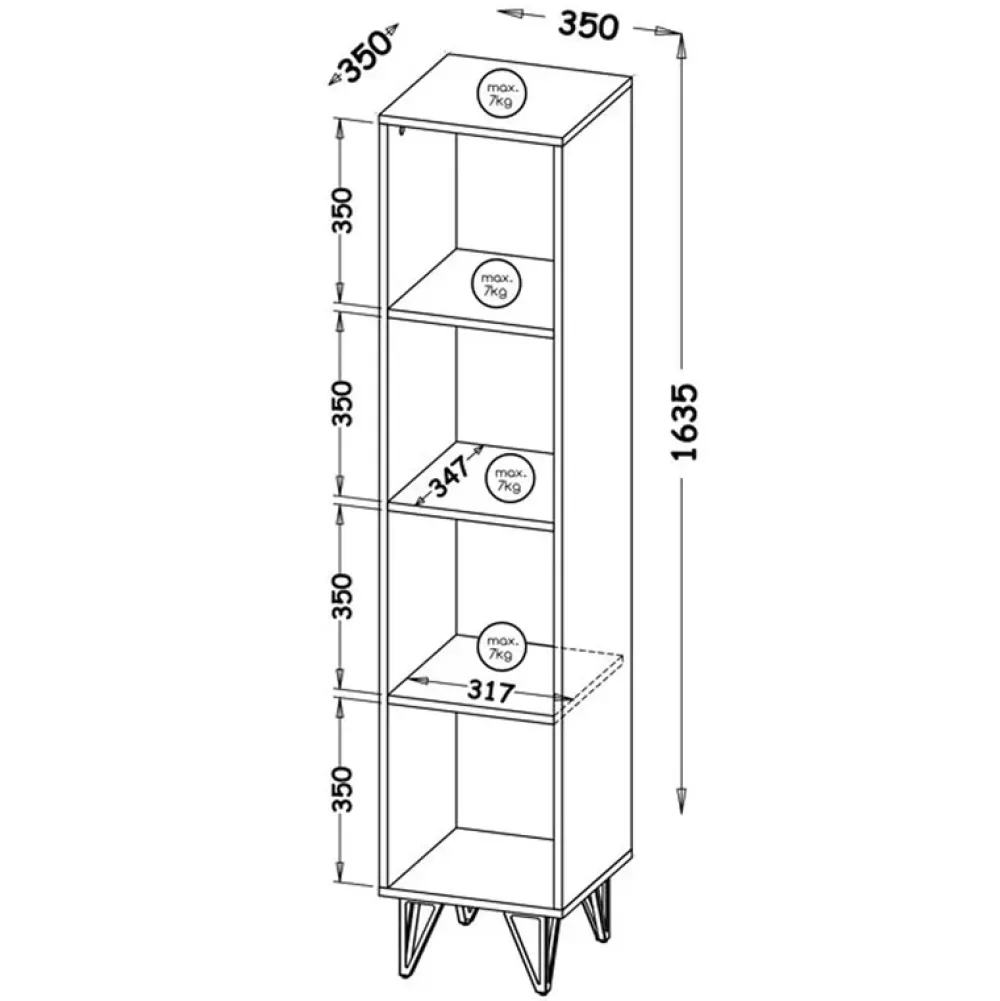 Regały Loftowe|Regały Na Książki>DOLMAR Szary regał na książki do salonu 35 cm beton LOSTI