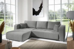 Meble Dla Dzieci|Narożniki>BROMARKT Szary rozkładany narożnik do salonu z funkcją spania sztruksowy CELEST