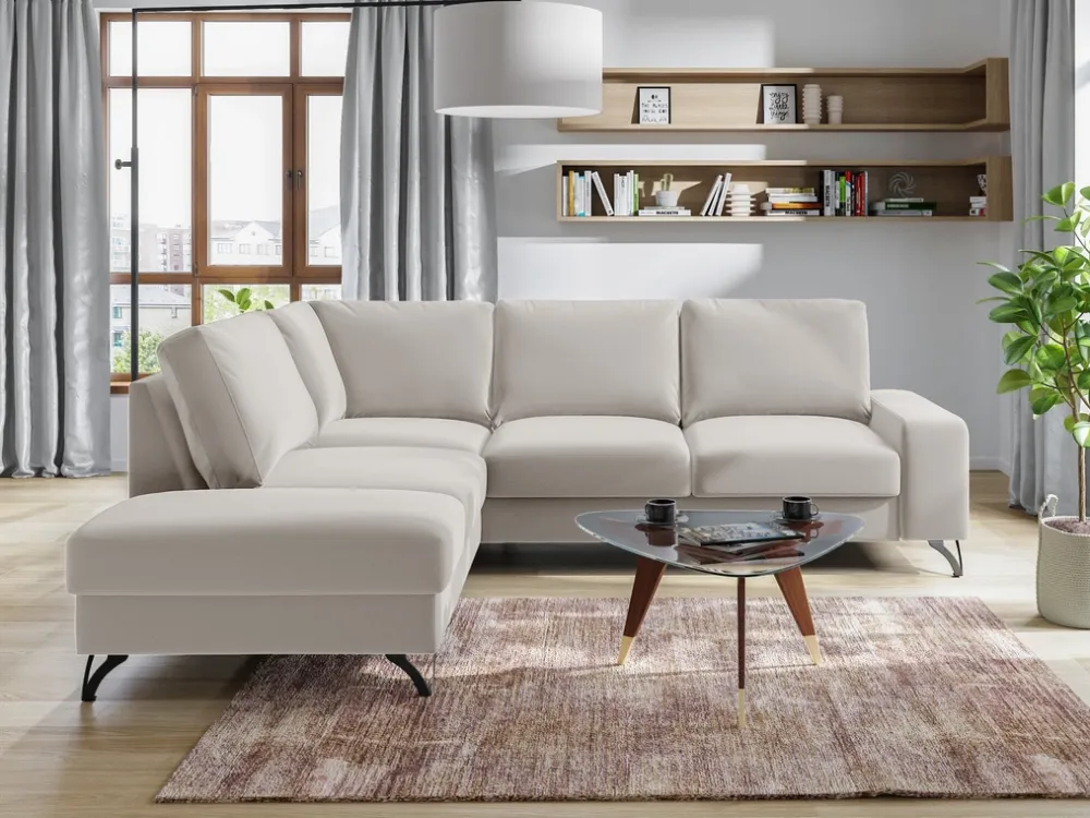 Narożniki>COMFORTEO Szary rozkładany narożnik do salonu z funkcją spania FLAVIO