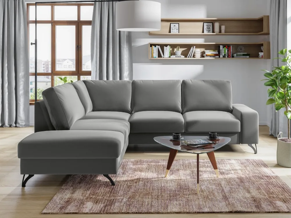 Narożniki>COMFORTEO Szary rozkładany narożnik do salonu z funkcją spania FLAVIO