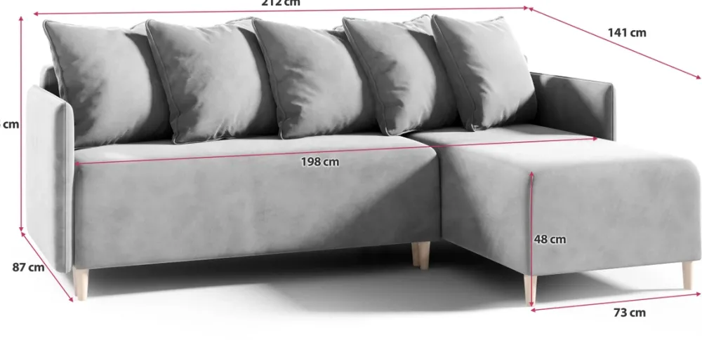 Meble Dla Dzieci|Narożniki>Meble Grand Szary rozkładany narożnik do salonu z funkcją spania ELIA