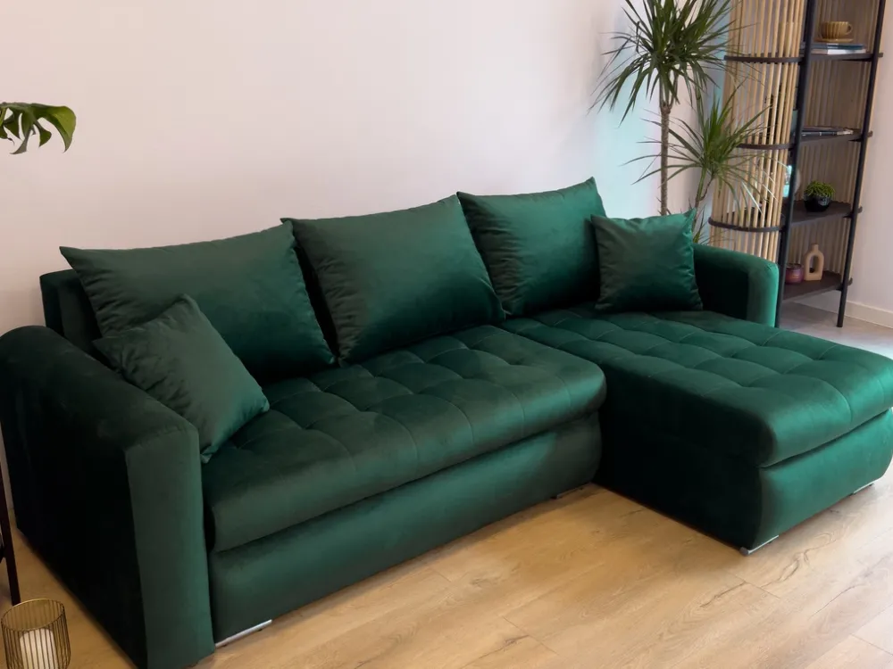 Meble Dla Dzieci|Meble Młodzieżowe>BROMARKT Szary rozkładany narożnik z funkcją spania LUIS pojemnik