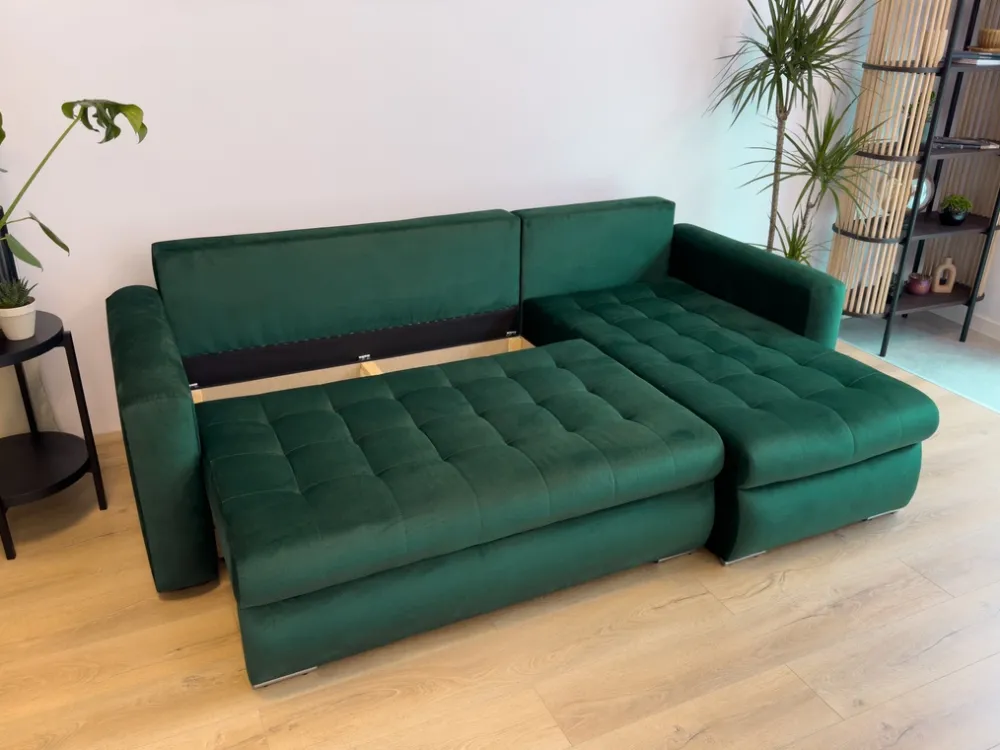 Meble Dla Dzieci|Meble Młodzieżowe>BROMARKT Szary rozkładany narożnik z funkcją spania LUIS pojemnik