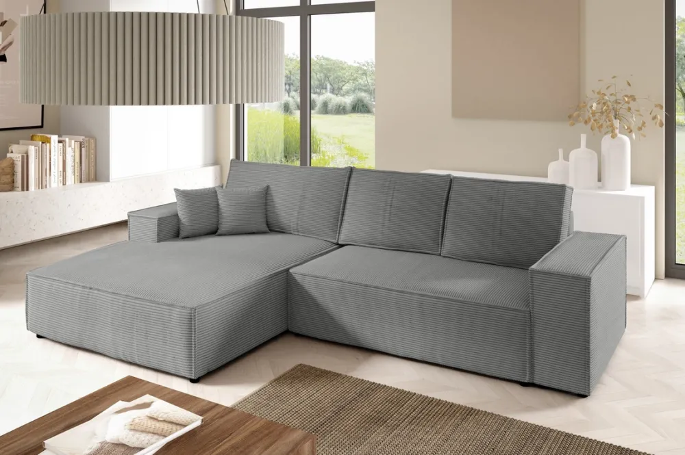 Meble Dla Dzieci|Meble Młodzieżowe>BROMARKT Szary rozkładany narożnik z pojemnikiem do salonu PABLO