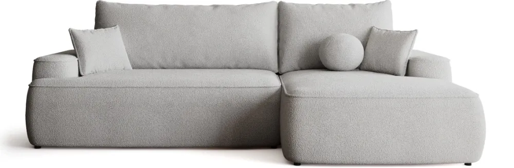 Meble Dla Dzieci|Narożniki>BROMARKT Szary rozkładany narożnik z pojemnikiem i funkcją spania CARMELLO boucle