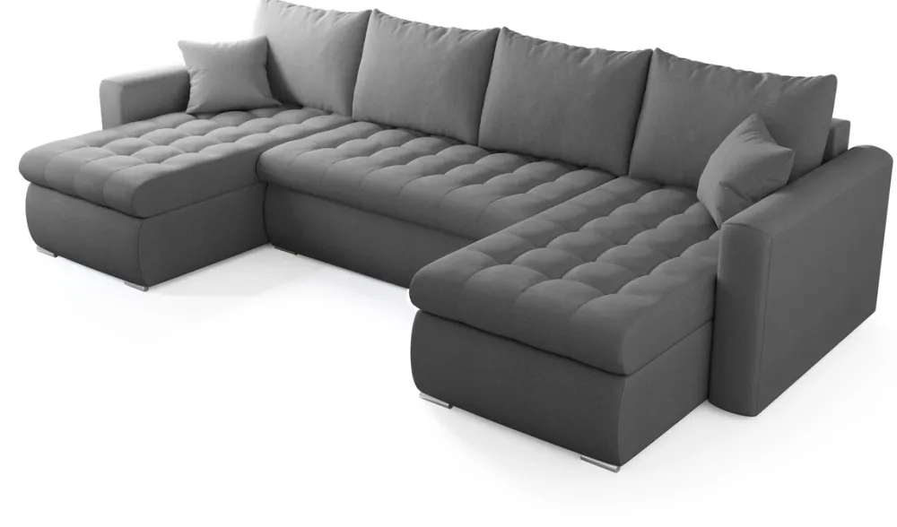 Narożniki>BROMARKT Szary rozkładany narożnik z funkcją spania i pojemnikiem LUIS U