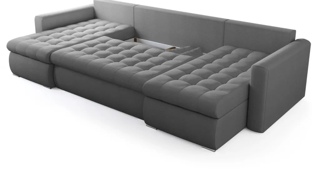 Narożniki>BROMARKT Szary rozkładany narożnik z funkcją spania i pojemnikiem LUIS U