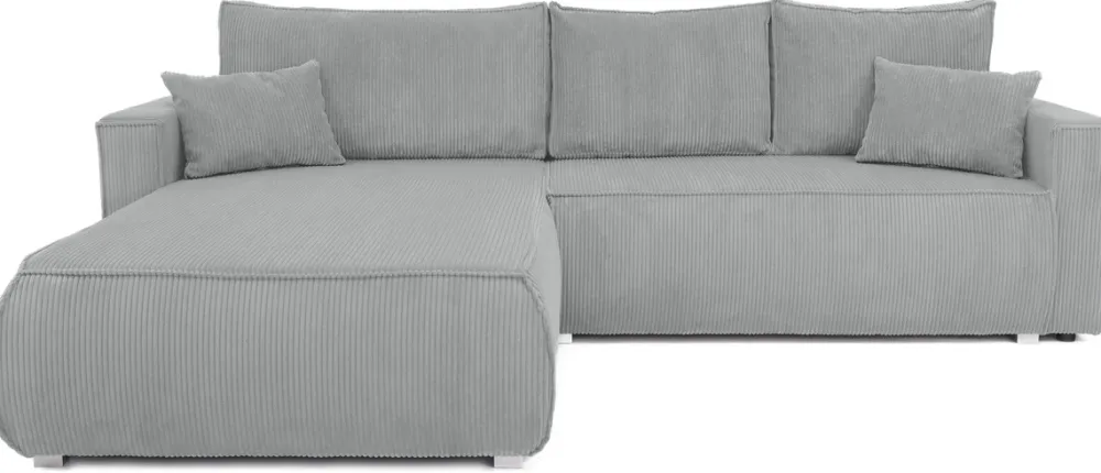 Meble Dla Dzieci|Meble Młodzieżowe>BROMARKT Szary sztruksowy narożnik z funkcją spania i pojemnikiem HAVANA