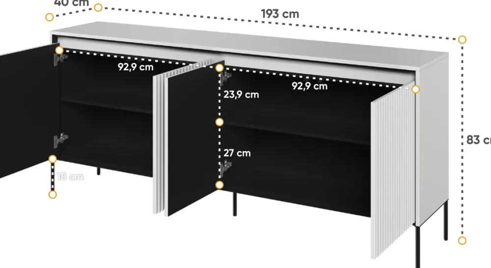 Zestawy Mebli Do Salonu|Komody>lenart. Szeroka komoda nowoczesna do salonu z frezowanymi frontami TREND