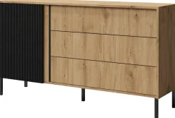 Zestawy Mebli Do Salonu|Komody>JUREK Szeroka komoda z szufladami loft do salonu 145 cm MALEZJA