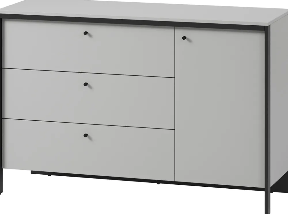 Zestawy Mebli Do Sypialni|Komody>lenart. Szeroka komoda z szufladami do sypialni 136 cm GRIS