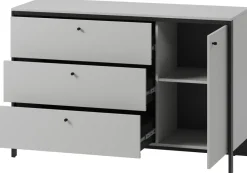 Zestawy Mebli Do Sypialni|Komody>lenart. Szeroka komoda z szufladami do sypialni 136 cm GRIS