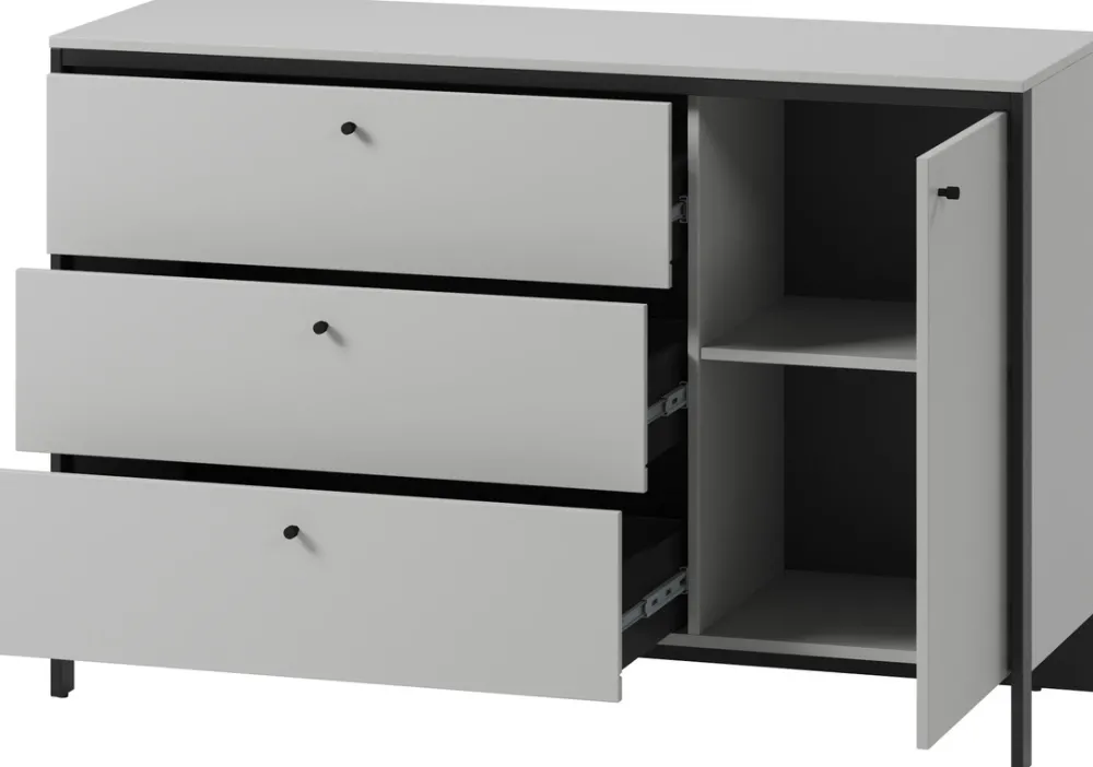 Zestawy Mebli Do Sypialni|Komody>lenart. Szeroka komoda z szufladami do sypialni 136 cm GRIS