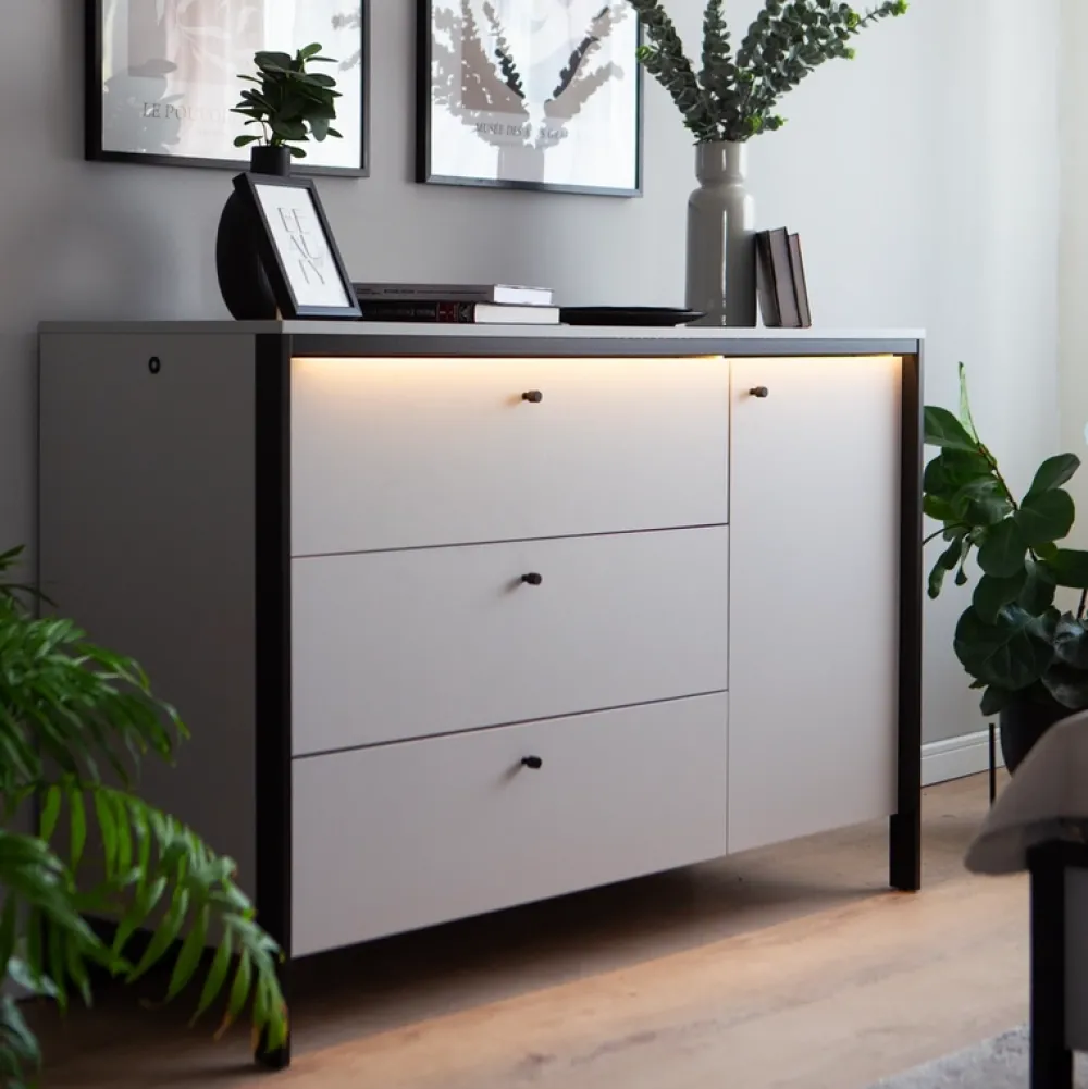 Zestawy Mebli Do Sypialni|Komody>lenart. Szeroka komoda z szufladami do sypialni 136 cm GRIS