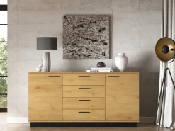 Zestawy Mebli Do Salonu|Komody>ML Meble Szeroka loftowa komoda 170 cm do salonu MONELLI dąb stylowy