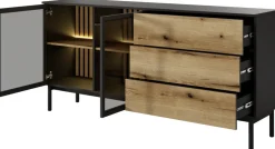 Zestawy Mebli Do Salonu|Komody>LASKI Szeroka loftowa komoda na nóżkach z szufladami 180 cm LARINO