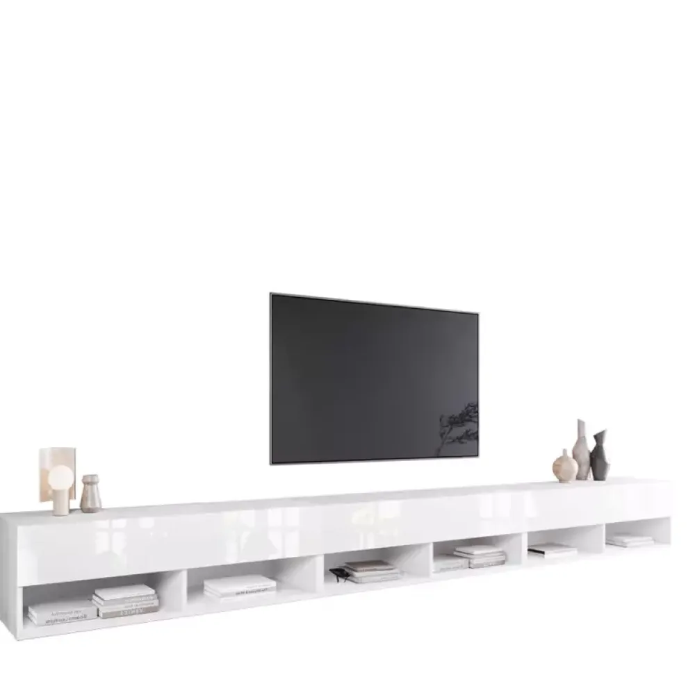 Szafki Rtv>BRATEX Szeroka szafka RTV do salonu 300 cm AROMA biały