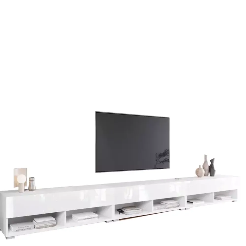 Szafki Rtv>BRATEX Szeroka szafka RTV do salonu 300 cm AROMA biały