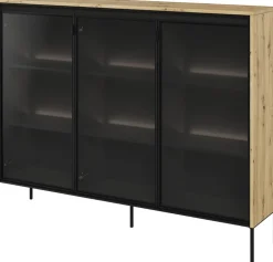 Witryny>lenart. Szeroka witryna salonowa w stylu modernistycznym z oświetleniem 150 cm TREND