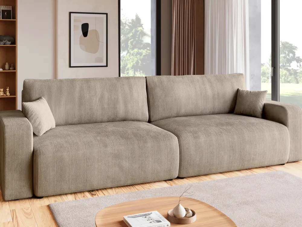 Meble Dla Dzieci|Meble Młodzieżowe>BROMARKT Sztruksowa beżowa sofa z funkcją spania do salonu PUMI