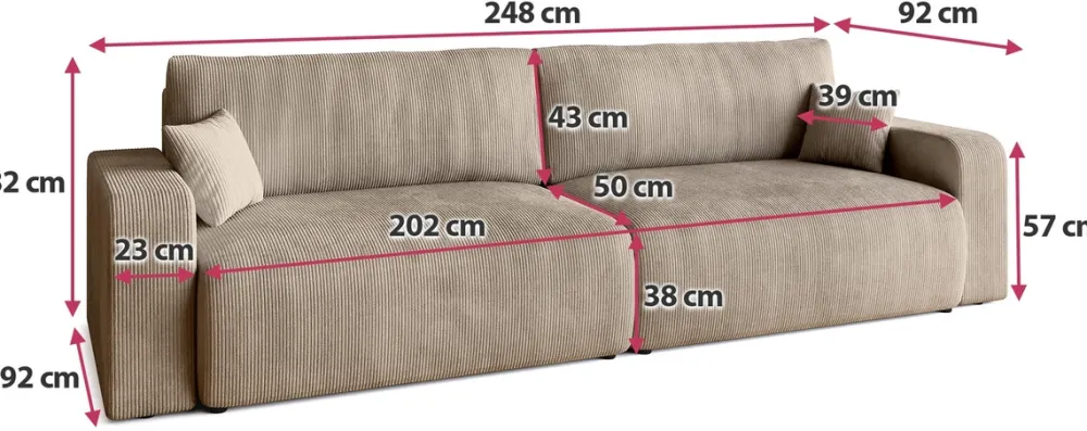 Meble Dla Dzieci|Meble Młodzieżowe>BROMARKT Sztruksowa beżowa sofa z funkcją spania do salonu PUMI