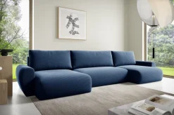 Narożniki>BROMARKT Sztruksowa kanapa narożna do salonu z funkcją spania w kształcie U PATI