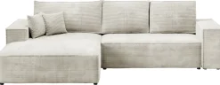 Meble Dla Dzieci|Meble Młodzieżowe>BROMARKT Sztruksowa kanapa narożna do salonu z funkcją spania beżowa PABLO
