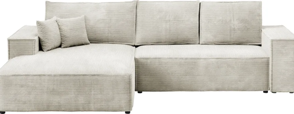 Meble Dla Dzieci|Meble Młodzieżowe>BROMARKT Sztruksowa kanapa narożna do salonu z funkcją spania beżowa PABLO