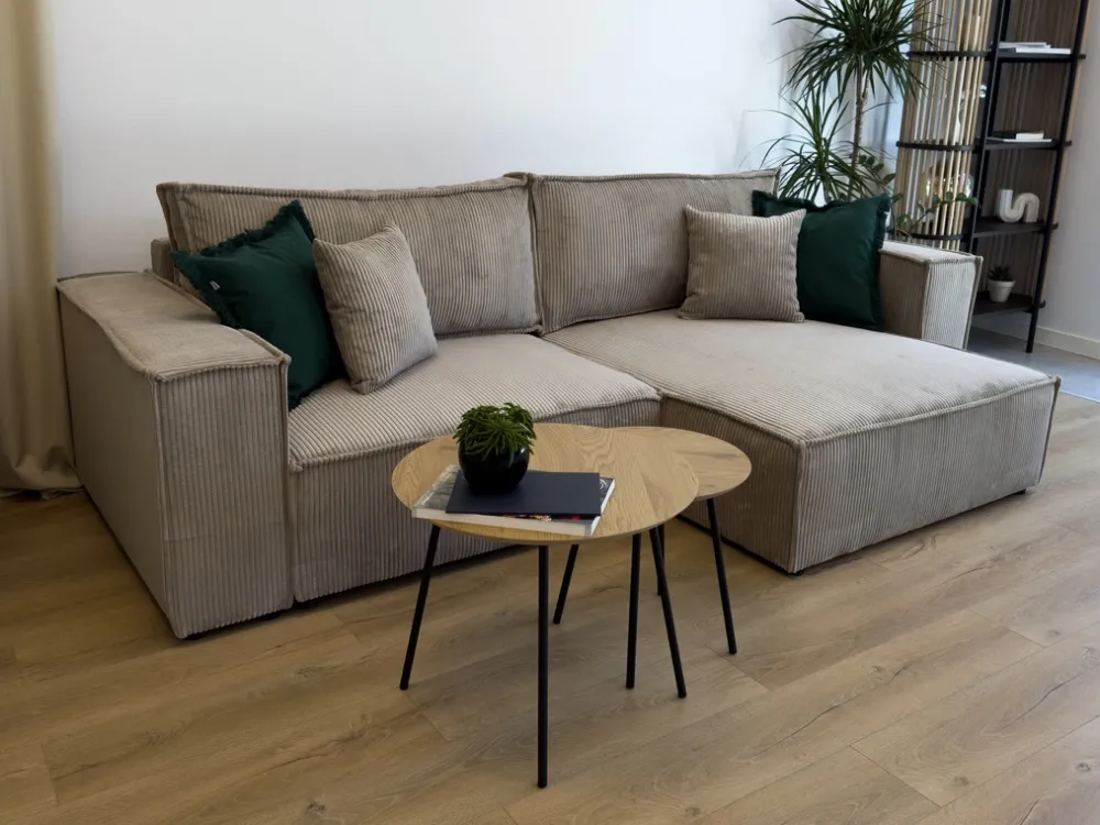 Meble Dla Dzieci|Meble Młodzieżowe>BROMARKT Sztruksowa kanapa narożna z funkcją spania i pojemnikiem PEDRO