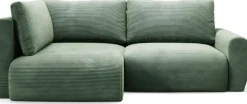 Narożniki>BROMARKT Sztruksowa nowoczesna kanapa narożna z funkcją spania zielona PATI DUO