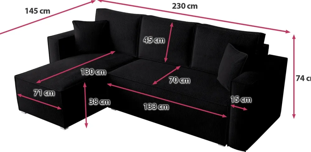 Meble Dla Dzieci|Meble Młodzieżowe>BROMARKT Sztruksowa rogówka z funkcją spania TOP
