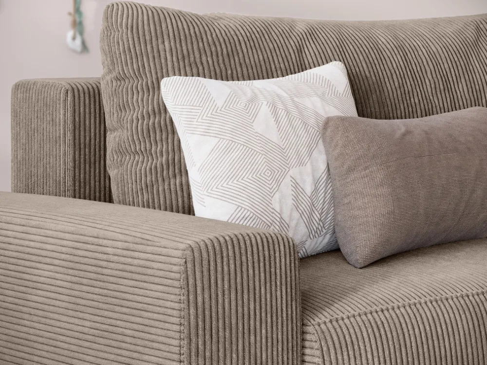 Meble Dla Dzieci|Meble Młodzieżowe>BROMARKT Sztruksowa rogówka z funkcją spania i pojemnikiem PLUSH L beż