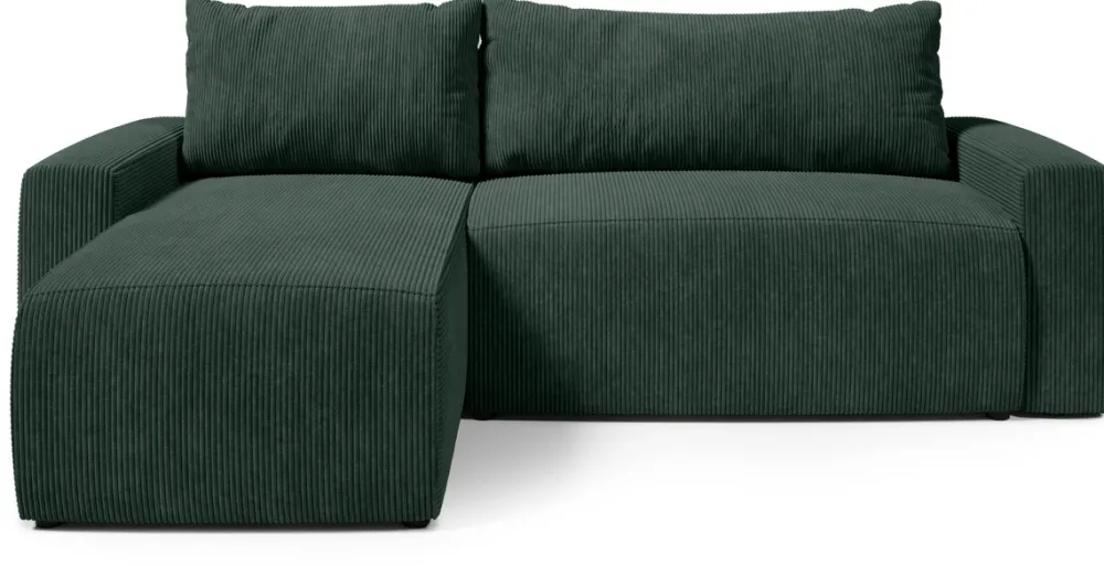 Meble Dla Dzieci|Meble Młodzieżowe>BROMARKT Sztruksowa rogówka z funkcją spania i pojemnikiem PLUSH L zieleń